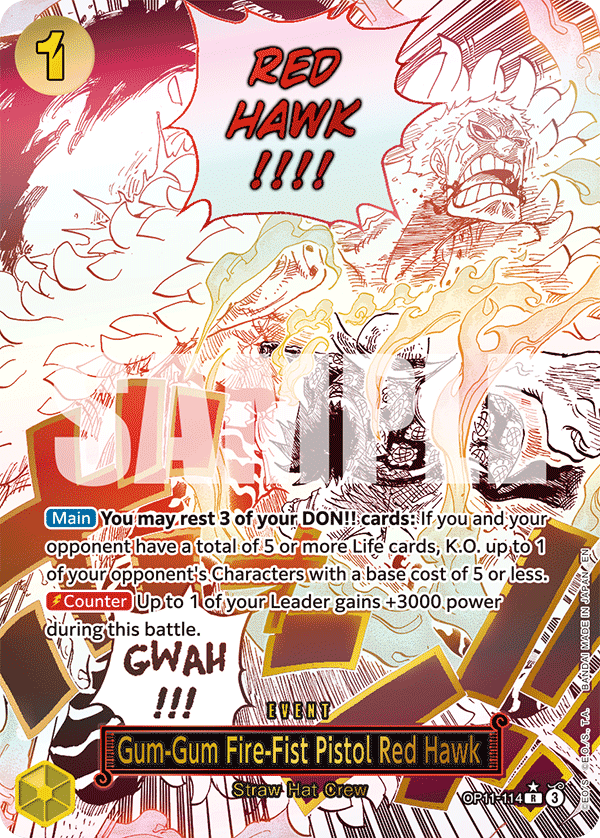 Gum-Gum Fire-Fist Pistol Red Hawk (Alternate Art) OP11-114